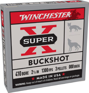 Winchester Ammo XB41000 Super X 410Gauge 2.50" 3Pellets 000Buck Shot 5 Per Box/50 Case
