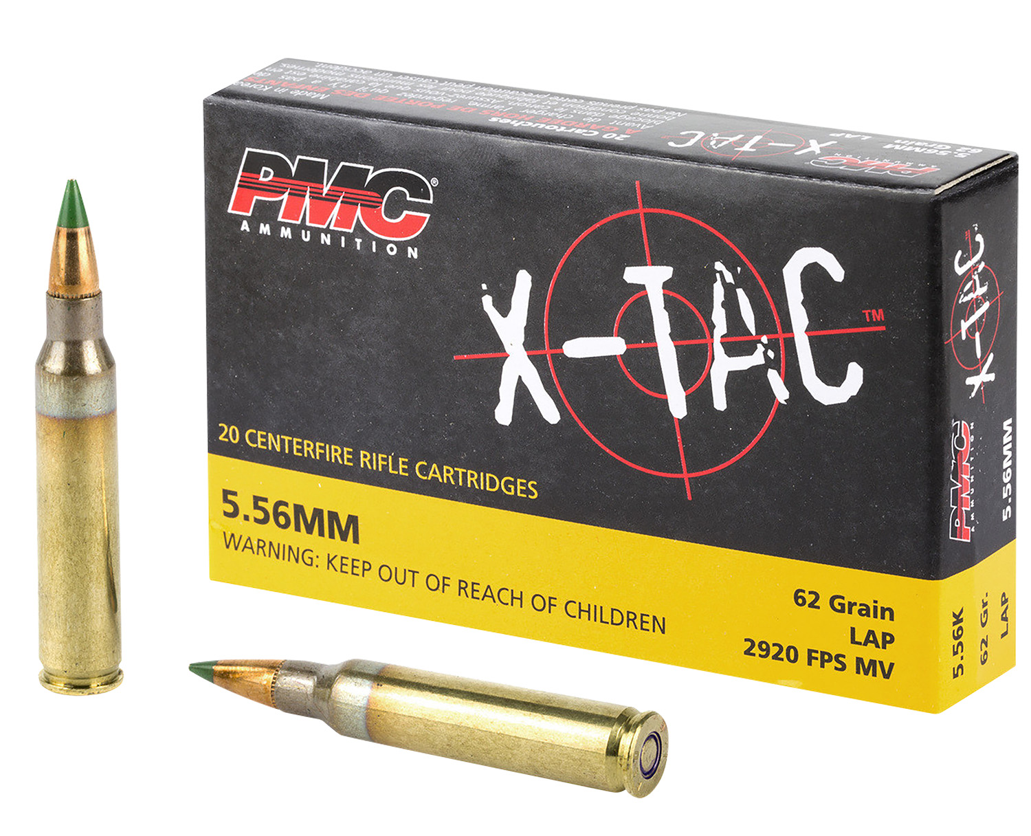 PMC 556K X-Tac 5.56x45mmNATO 62gr Light Armor Piercing 20 Per Box/50 Case