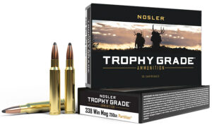 Nosler Trophy Grade .338 Winchester Magnum 250 gr Spitzer Partition ammunition 20-count box