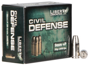 Liberty Civil Defense 9mm +P 50gr lead-free fragmenting hollow point 20rd box