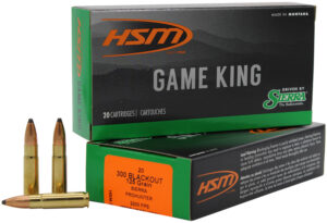 HSM Game King 300 AAC Blackout 125 gr jacketed soft point ammunition box