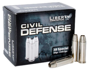 Liberty Civil Defense .38 Special 50gr copper hollow-point ammunition, 20 rounds per box
