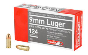 Box of Aguila 9mm Luger 124gr FMJ 50-round ammunition