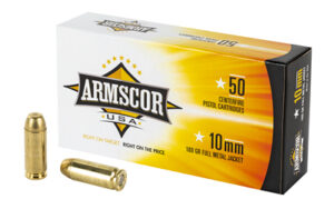 Box of Armscor 10mm 180 grain Full Metal Jacket ammunition, 50 rounds