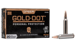 Speer Gold Dot 223 Rem 62 gr Soft Point 20rd box with nickel-plated brass casings