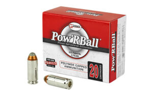 Glaser Pow'RBall 10mm 135gr handgun ammunition box and cartridge