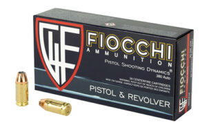 Fiocchi 380 ACP 90gr JHP ammunition box, 50 rounds