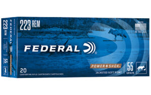 Federal Power-Shok .223 Rem 55 gr Jacketed Soft Point 20 rd box