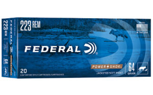 Federal Power-Shok .223 Rem 64 gr Jacketed Soft Point 20rd box