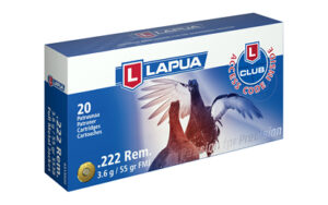 Lapua .222 Remington 55Gr FMJ rifle ammunition box - 20 rounds