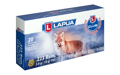 Lapua 223 Rem 55 gr FMJ rifle ammunition box, 20 rounds