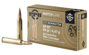 PPU PPM2231 .223 Rem 69gr HPBT match ammunition box, 20 rounds