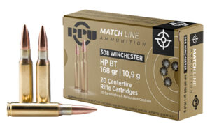 PPU .308 Win 168 gr HPBT match rifle ammunition 20-round box