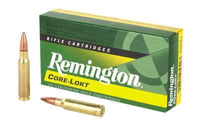 Remington Core-Lokt .308 Win 180 gr Pointed Soft Point ammunition box, 20 rounds