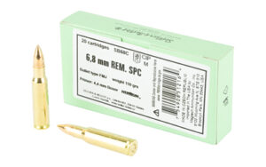 Sellier & Bellot 6.8mm Remington SPC 110 gr FMJ 20-round box, brass-cased cartridges
