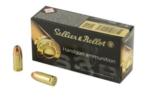 Sellier & Bellot 9mm Luger 115 gr JHP ammunition box, 50 rounds