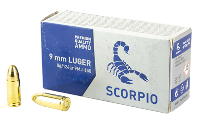 STV Technology SCORPIO 9mm 124gr FMJ ammunition box