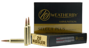 Weatherby Select Plus .28 Nosler 180gr Berger VLD ammunition box