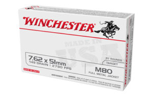 Winchester USA M80 7.62x51mm 149 gr FMJ ammunition 20rd box