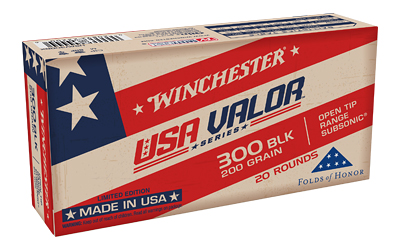 Winchester USA VALOR .300 AAC Blackout 200gr Open Tip subsonic 20-round box