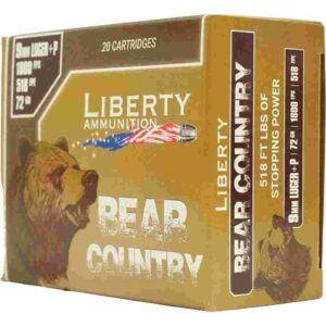 Liberty Bear Country 9mm+P 72gr Copper handgun ammunition 20-round box