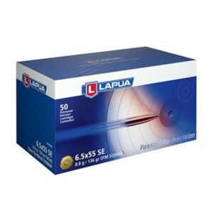 Lapua 6.5x55 Swede 136 gr Scenar-L OTM rifle ammunition box of 50