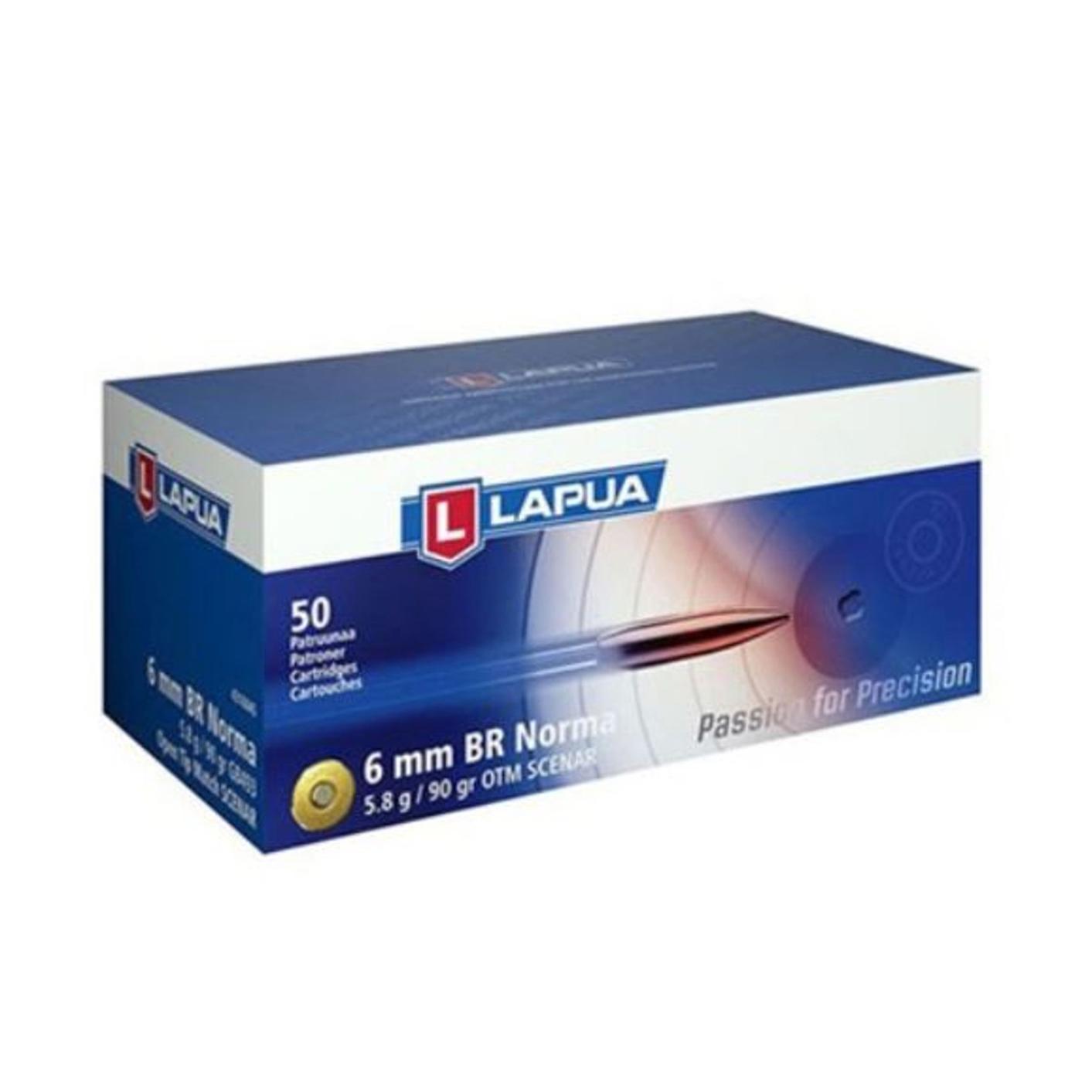 Lapua 6mm BR Norma 90 gr Scenar-L rifle ammo 50ct box