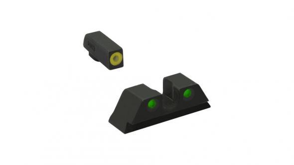 Meprolight ML41230 Hyper-Bright Yellow Ring Front/Green Rear Sights for Kimber 1911 Suppressed Models