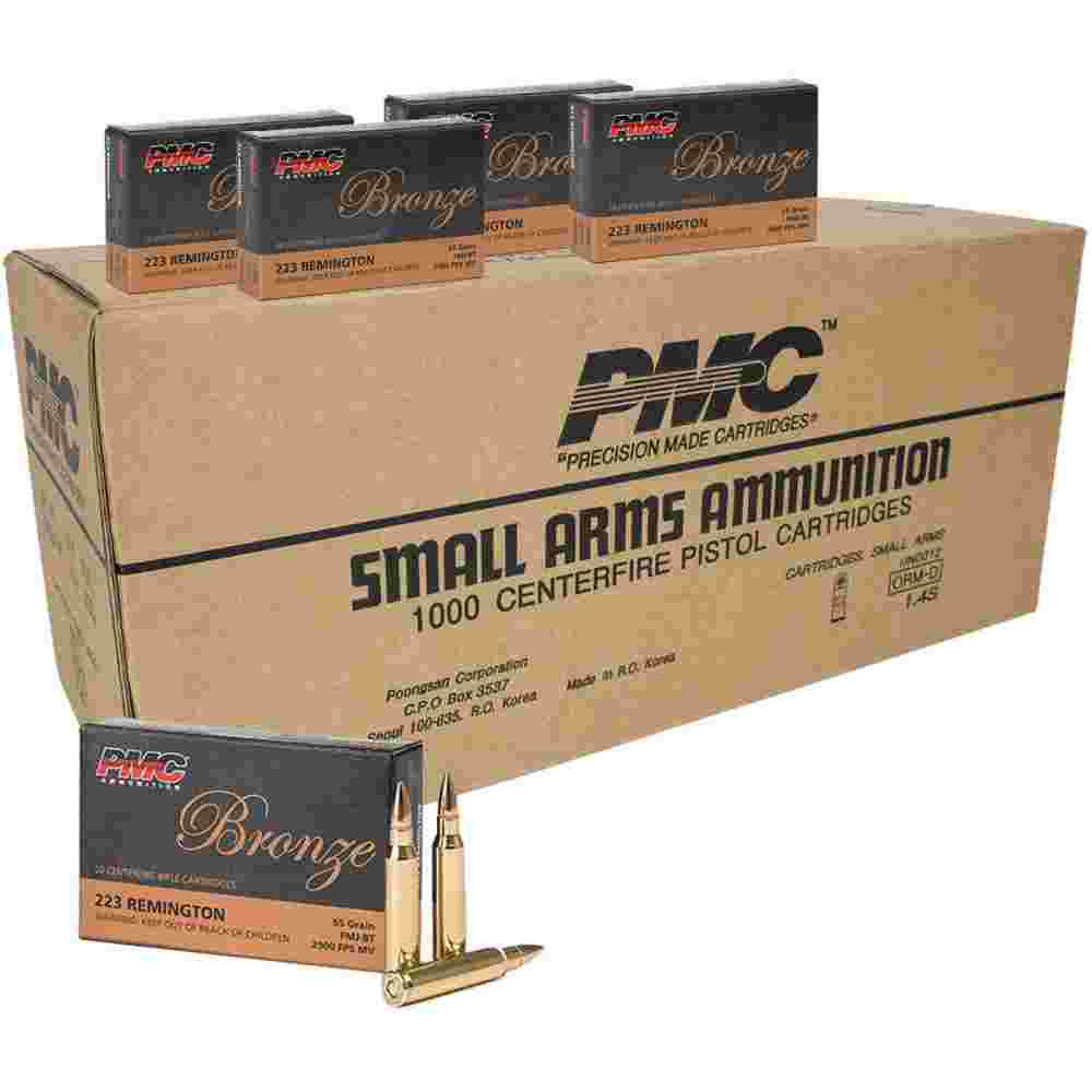 PMC Bronze .223 Rem 55 gr FMJ 1000/ct box of rifle ammunition