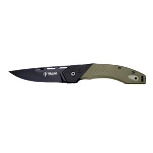 Telum Scorch Tactical Automatic Folding Knife 3-1/2" Drop Point Blade OD Green