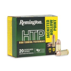 Box of Remington HTP 9mm Luger 147gr JHP ammunition, 20 rounds