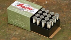 Swift Bullet A-Frame heavy revolver .44 Rem Mag 300 gr ammunition box and rounds