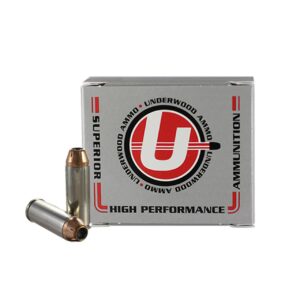 Underwood Ammo XTP Jacketed Hollow Point .45 Long Colt 20-round box, nickel-plated brass cases