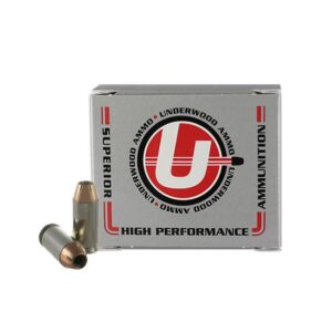 Underwood Ammo 460 Rowland 185gr Jacketed Hollow Point 20-count box and cartridges