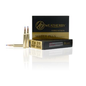 Weatherby Select Plus 338-378 Wby Mag 262 gr Hammer Custom ammunition box 20 rounds