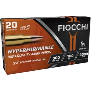 Fiocchi 300 Win Mag 180gr SST polymer tip rifle ammunition box of 20 rounds