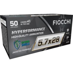 Fiocchi Hyperformance 5.7x28mm jacketed frangible ammunition 50-count box