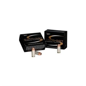 Speer Gold Dot 9mm Luger +P 124gr hollow point ammunition box, 20 rounds