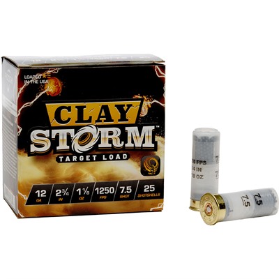 CLAY STORM 12 GAUGE 2-3/4'' 1-1/8OZ #7.5 SHOT 1250 FPS 25/BOX