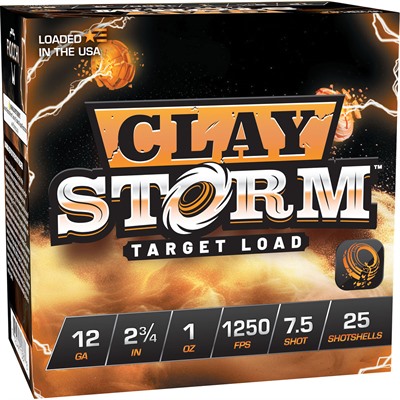 CLAY STORM 12 GAUGE 2-3/4'' 1OZ #7.5 SHOT 1250 FPS 25/BOX