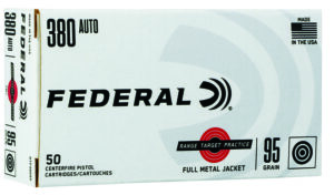 Federal RTP38095 Range & Target 380ACP 95gr Full Metal Jacket 50 Per Box/20 Case