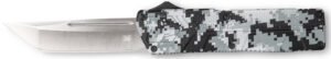 CobraTec Knives WDCCTLETNS Lightweight 3.25" OTF Tanto Plain D2 Steel Blade/Winter Digi Camo Aluminum Handle Includes Pocket Clip