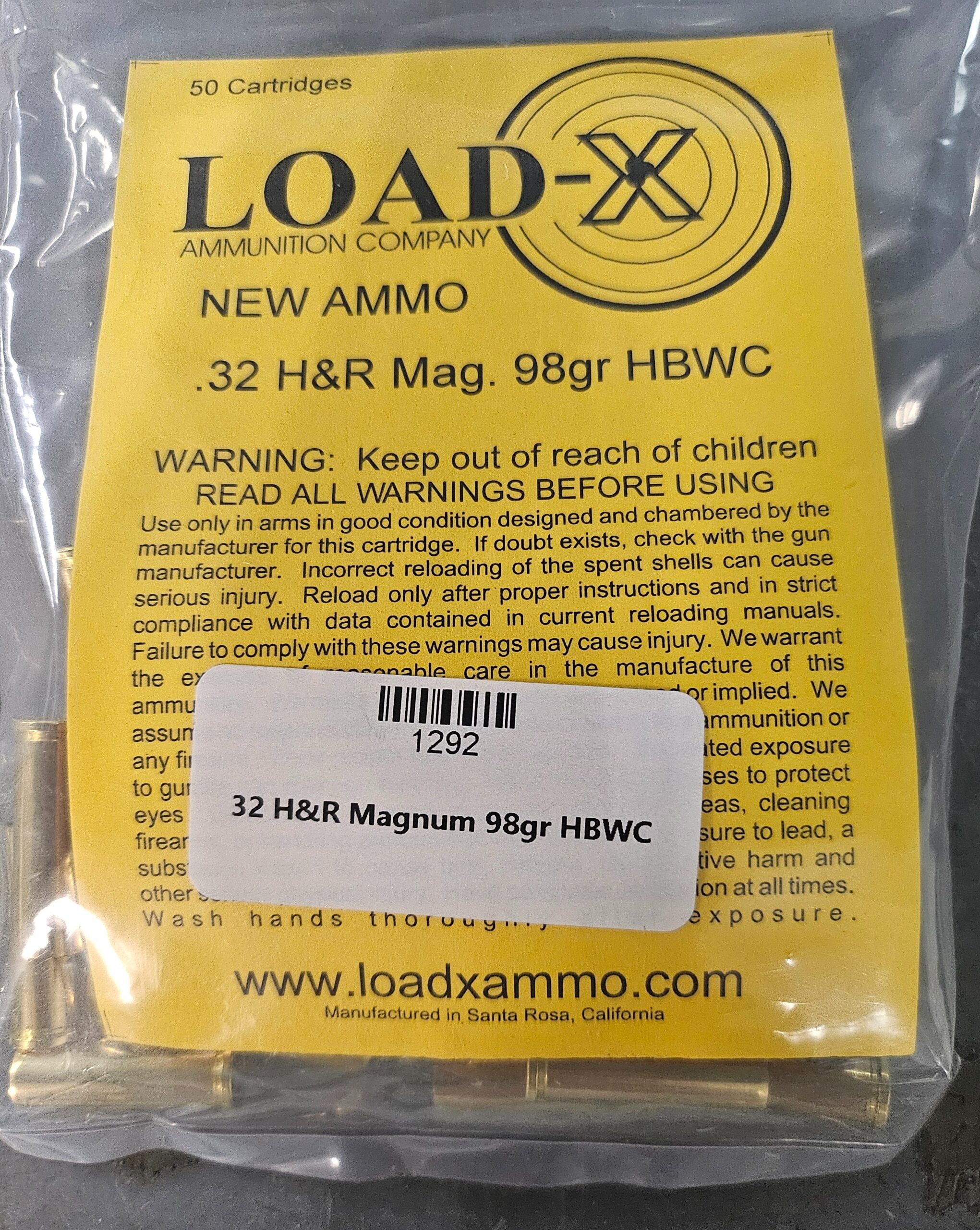 Load-x 32 H&R Magnum 98gr Hollow Base Wadcutter
