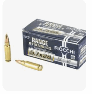 Fiocchi Range Dynamics SUBSONIC 5.7x28mm FN Ammo 62 Grain Full Metal Jacket - 57SUB62