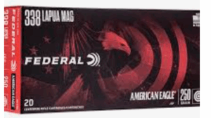 Federal American Eagle 338 Lapua Ammo 250 Grain Jacketed Soft Point 20/bx - AE338L