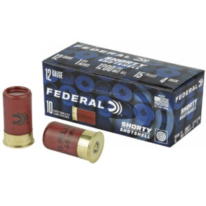 ​Federal Shorty Shotshell 12 Gauge Ammo 1 3/4" #4 Buckshot 15 Pellets 10/bx - SH129 4B