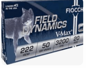 Fiocchi Extrema 222 Remington Ammo 50 Grain Hornady V‑Max Polymer Tip 20/bx - 222HVA