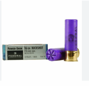 Federal Power-Shok Buckshot 16 ga 2 3/4" MAX 12 plts #1B 1225 fps - 5/box F164-1B
