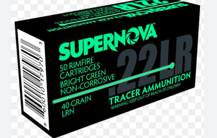Supernova Green Tracers 22 Long Rifle Ammo 40 Grain Lead Round Nose 50/bx – PMSN22LRG