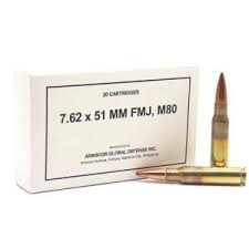 Armscor 7.62x51mm M80 Ammo 147 Grain Full Metal Jacket 20/bx - 50203